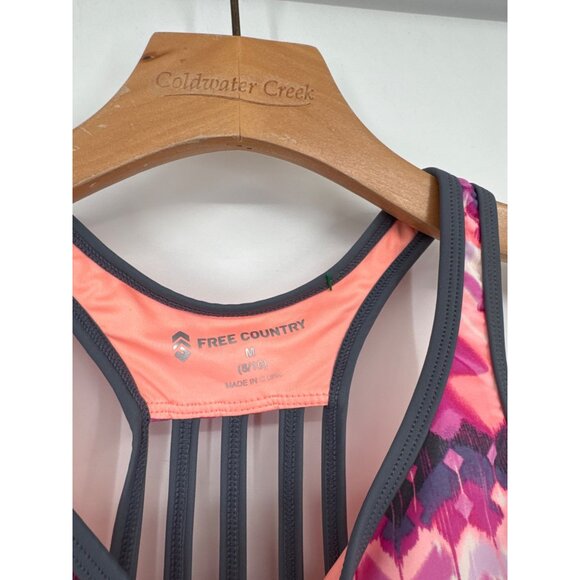 Free Country Tankini Swimsuit Top shelf Bra Cantaloupe Cloud Grey size medium - Picture 3 of 7
